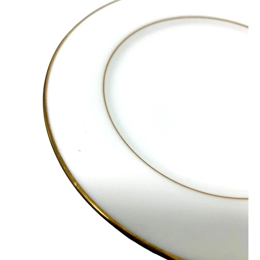 Vintage Noritake China‎ Dessert Plate Dawn 5930 White Goldtone Trim